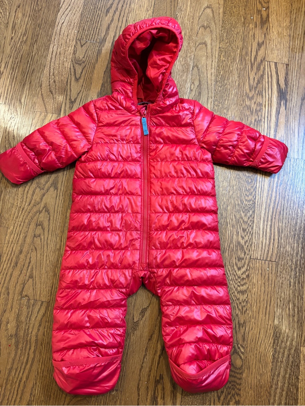 Primary Red Quilted Baby Snowsuit One-Piece